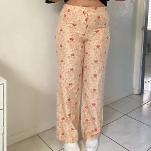 Vintage floral wide leg pants